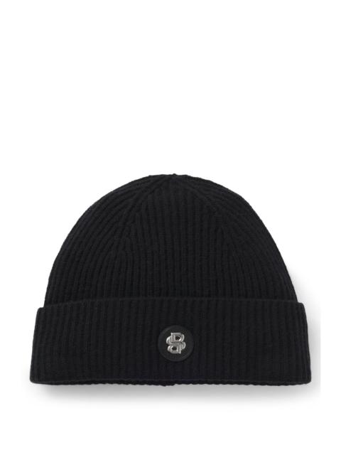 BOSS WOOL-CASHMERE BEANIE HAT WITH DOUBLE B MONOGRAM