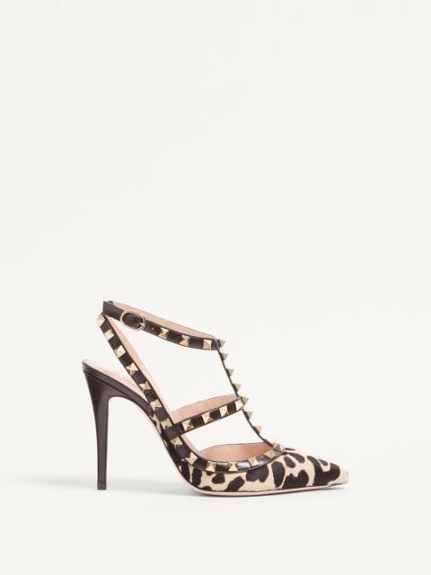 ROCKSTUD PUMPS WITH STRAPS IN PONY-EFFECT CALFSKIN 100MM