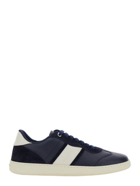 FERRAGAMO Ferragamo Men Blue Sneakers With Contrasting Heel And Logo Lettering On The Tongue In Leather Man