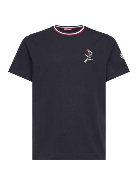 Moncler Moncler Men Blue Cotton Monduck Logo Patch T-Shirt