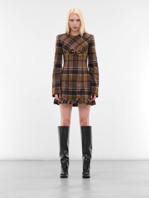 Acne Studios Brown Check Wool Mini Dress