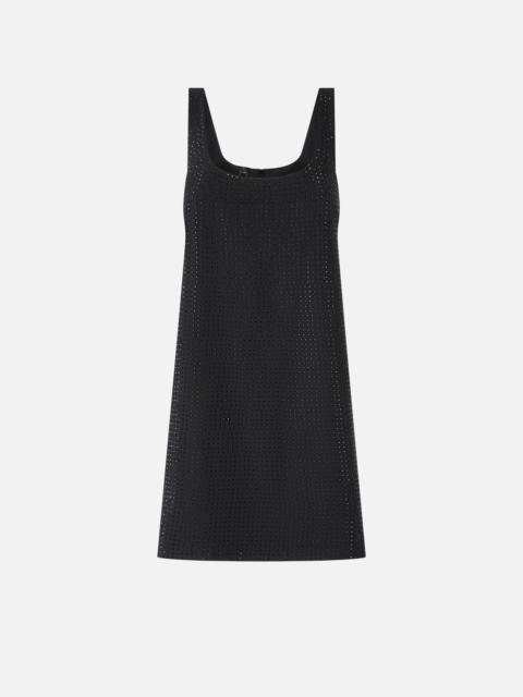 PINKO SHORT YARN-DYED DRESS WITH FULL RHINESTONES