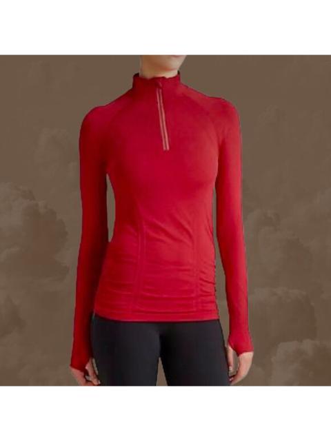 Other Designers Athleta Fastest Track Womens Long Sleeve Half Zip Top Shirt Size L Red Delicious