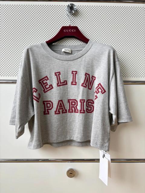 CELINE Celine American Retro Gray Large Logo Short-Sleeve T-Shirt