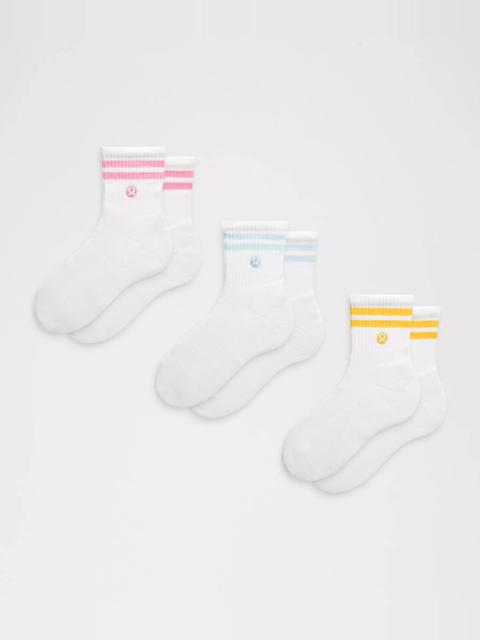 lululemon Unisex Daily Essential Quarter Socks 3 Pack *Stripe