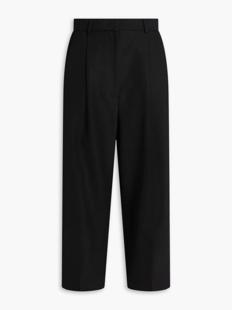 TOTEME Cropped pleated grain de poudre straight-leg pants