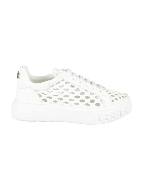 Perforated Leather Sneaker With Maxi Logo