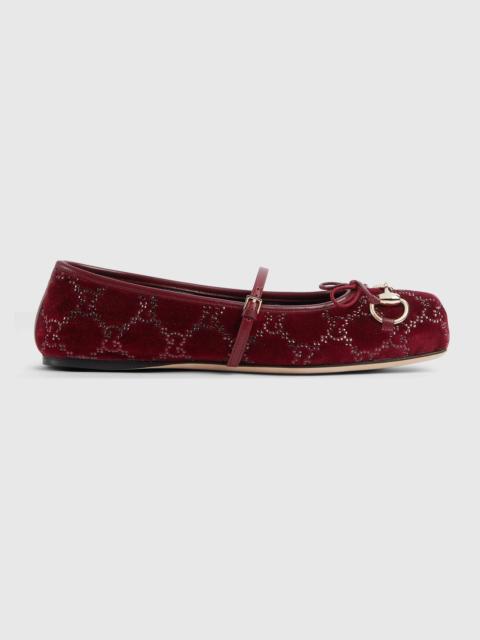GUCCI Gucci Horsebit GG Crystal Flats