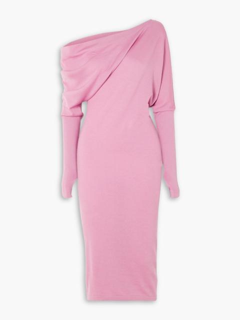 TOM FORD One-shoulder cashmere and silk-blend midi dress