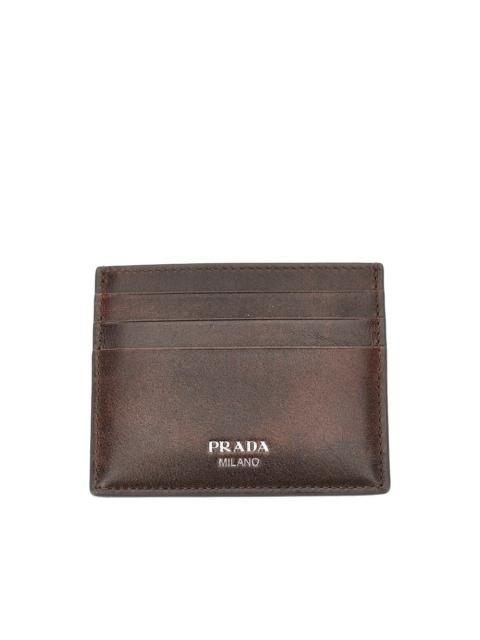 Prada Prada Vintage Effect Leather Cardholder Brown