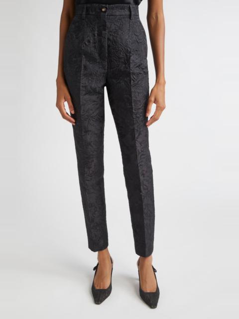 Dolce & Gabbana Dolce&Gabbana Floral Brocade Cigarette Pants in N0000 Nero at Nordstrom