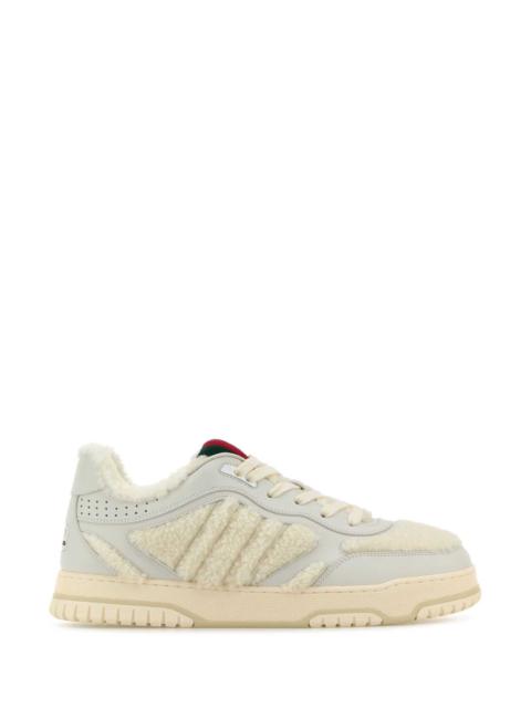 GUCCI Gucci Men White Leather And Teddy Re-Web Sneakers