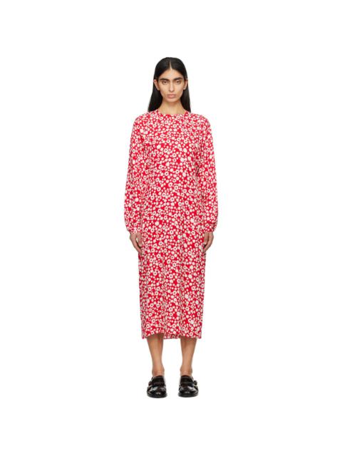 Marni Red Pop Fields Midi Dress