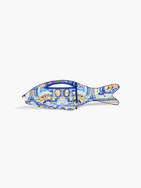CAMILLA Crystal-embellished printed silk-crepe clutch