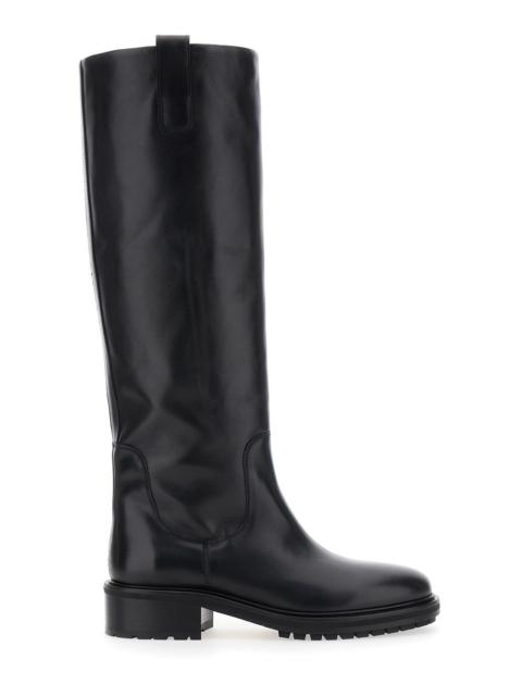 Aeyde Aeyde Women 'Henry' Black Slip-On Knee Boots In Leather Woman