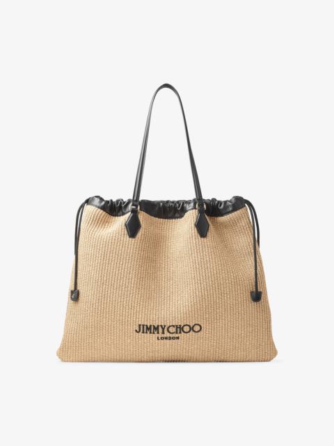 JIMMY CHOO Drawstring Tote L
Natural Soft Raffia Tote with Smooth Calf Leather with Jimmy Choo Logo