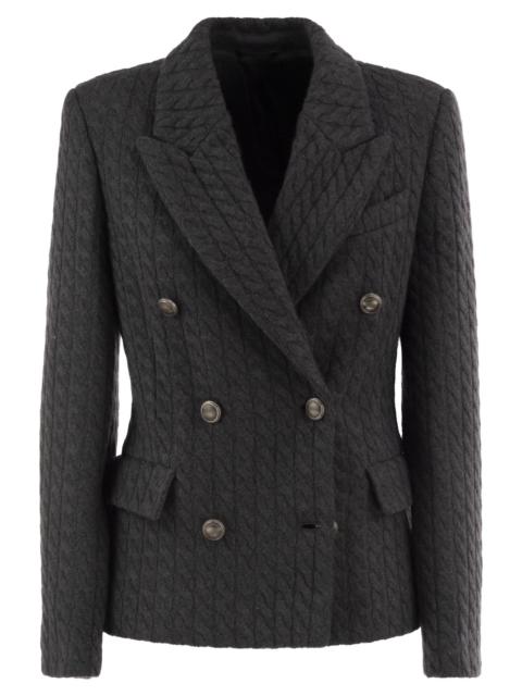 Brunello Cucinelli Brunello Cucinelli Women Double-Breasted Cashmere Cable-Knit Blazer