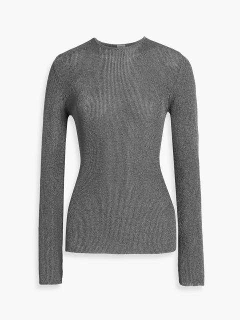 TOTEME Metallic ribbed cotton-blend sweater