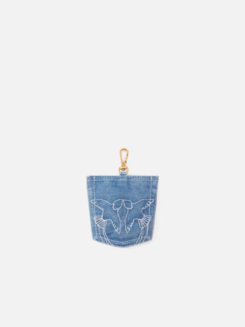 PINKO POCKET-SHAPED CARD HOLDER CHARM IN DENIM