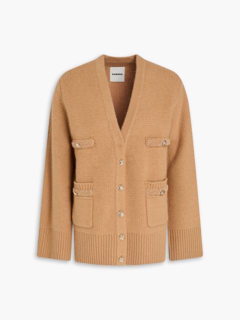 Sandro Velvet-trimmed wool cardigan