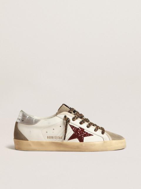 Golden Goose Super-Star with burgundy glitter star and silver heel tab