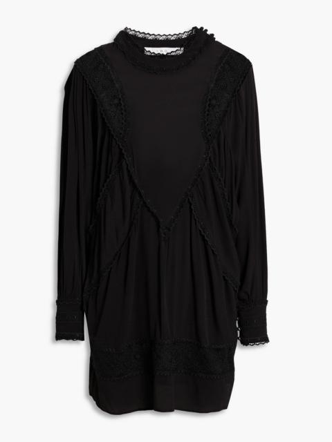 Other Designers Charsti guipure lace-paneled crepe mini dress