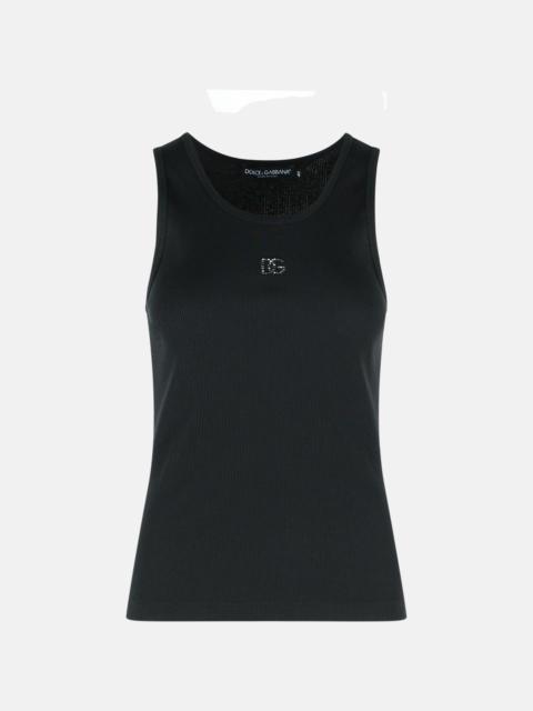 Dolce & Gabbana TANK TOP IN TEXTILE GLASS AND BLACK POLYETSERE