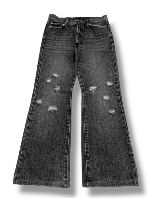Other Designers Uniqlo Black Stone Wash Whiskered Distressed Flare Jeans