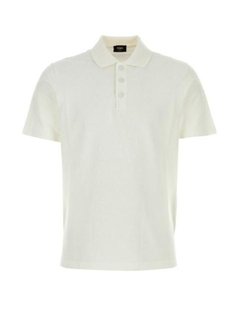 FENDI Fendi Man White Piquet Polo Shirt