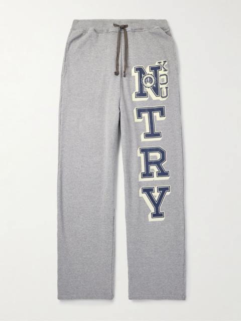 Kapital N.TRY Straight-Leg Printed Cotton-Jersey Sweatpants Gray