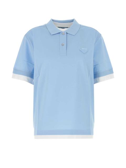 Prada Prada Women Light Blue Piquet Polo Shirt