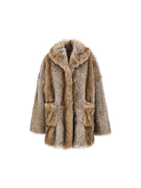 Other Designers Bb Couture Brigitte Faux Fur Oversized Jacket Beige