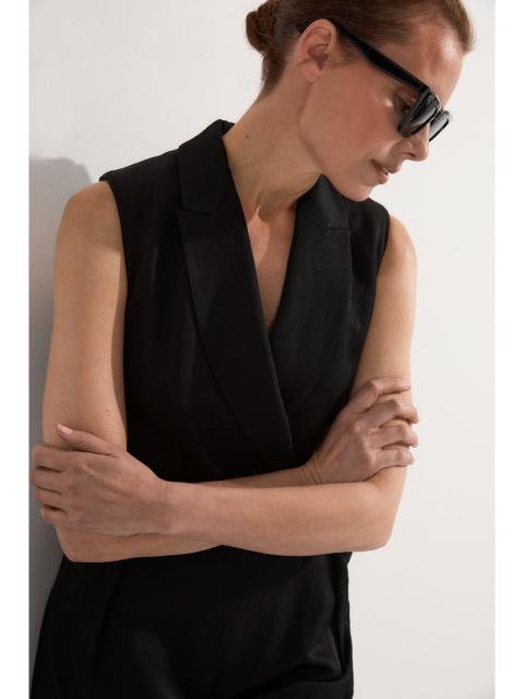 KAREN MILLEN Petite Premium Viscose Linen Tailored Belted Wide Leg Jumpsuit