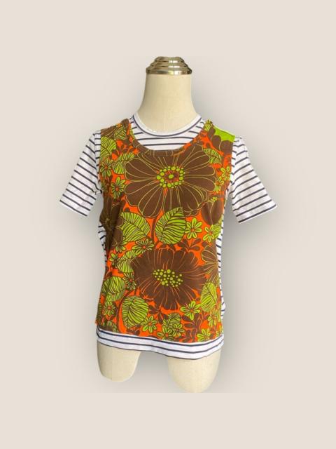 Comme Des Garçons SS2004 Floral Panel Stripes T Shirt