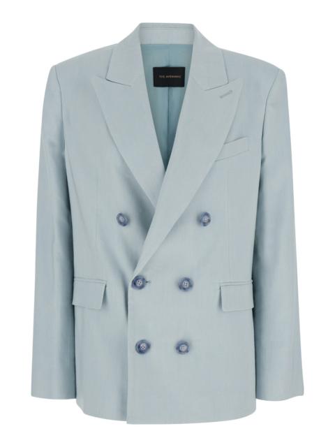 THE ANDAMANE The Andamane Women Light Blue Single-Breasted Blazer In Linen Stretch Woman