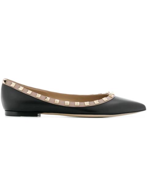 Valentino Valentino Garavani Rockstud Ballerinas Black Pink (Women's)