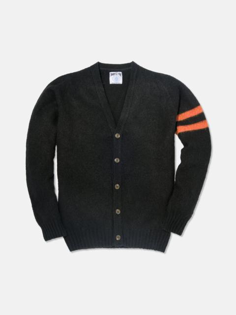 J. PRESS MADE-IN-SCOTLAND BLACK SHAGGY DOG UNIVERSITY CARDIGAN