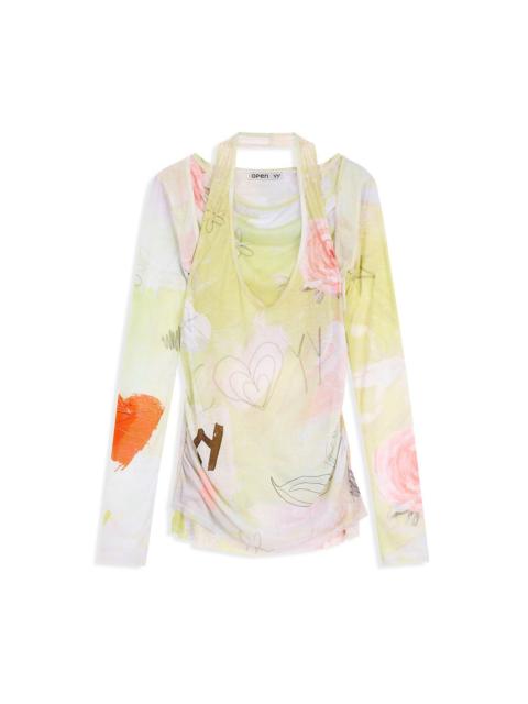 OPEN YY Graphic Convertible Bolero Top