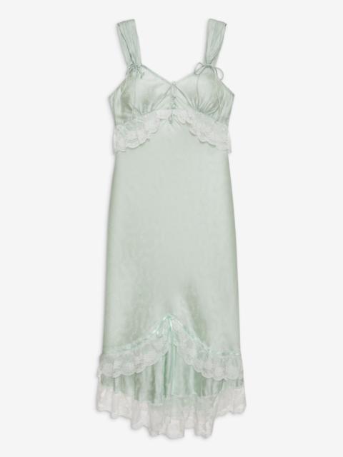 For Love & Lemons Mint Twist Jacquard Midi Slip Dress