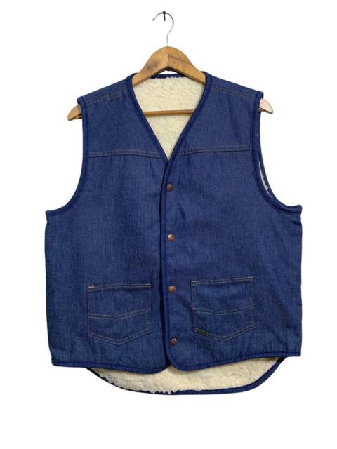 Other Designers Vintage - 🔥VTG 70s SEARS REOBUCKS DENIM VEST SHERPA LINED