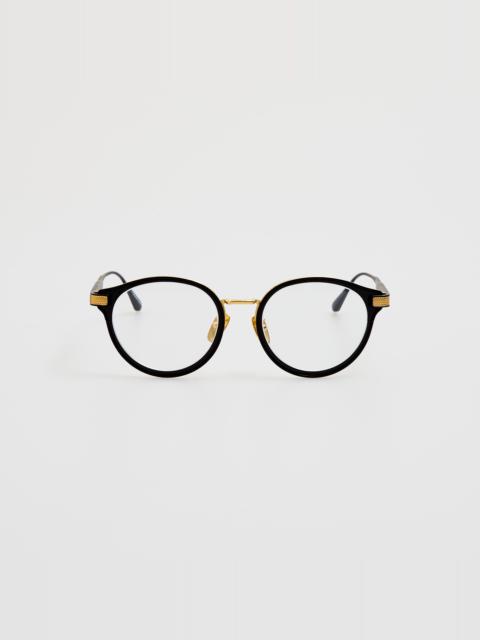 LINDA FARROW Men's Anthony Oval Optical Frame in Matt Nickel and Yellow Gold