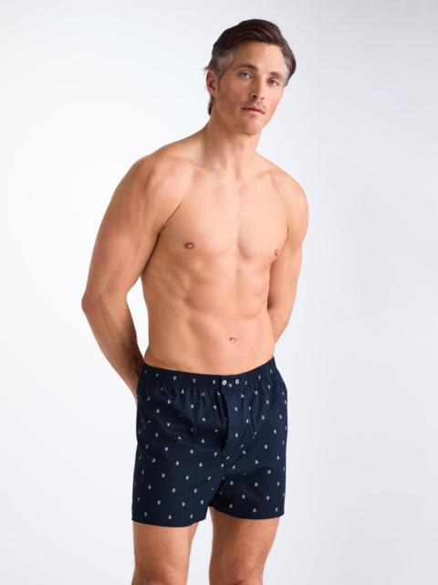 Derek Rose Men's Classic Fit Boxers Cotton Batiste Navy Paisley Motif