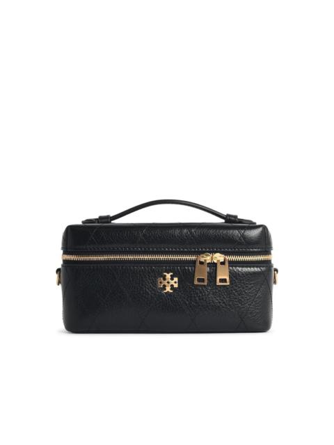 TORY BURCH Tory Burch 'CHARLIE Matelassé' Mini Beige Leather Beauty Case