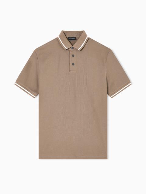 EMPORIO ARMANI PIQUÉ POLO SHIRT WITH MICRO EAGLE EMBROIDERY AND TRIM