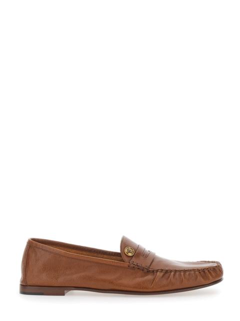 VERSACE Versace Men Loafers 'Leafer Medusa' Brown With Rounded Toe In Leather For Men