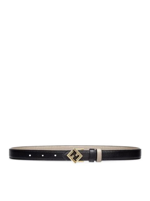 FENDI FF DIAMONDS REVERSIBLE BELT IN BLACK AND BEIGE LEATHER
