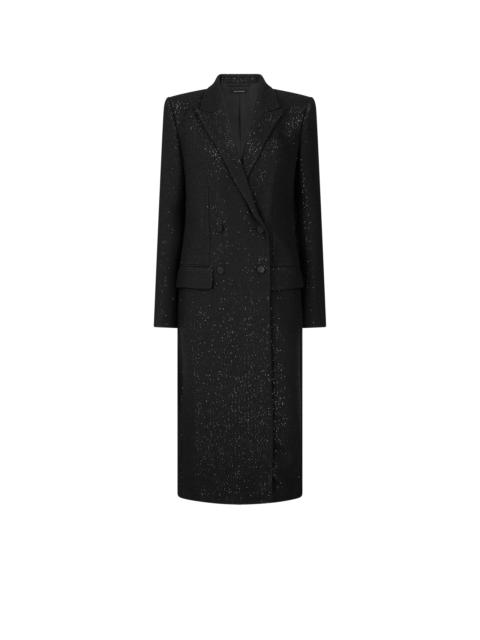 TOM FORD SEQUINED WOOL BLEND CREPE DOUBLE BREASTED COAT
