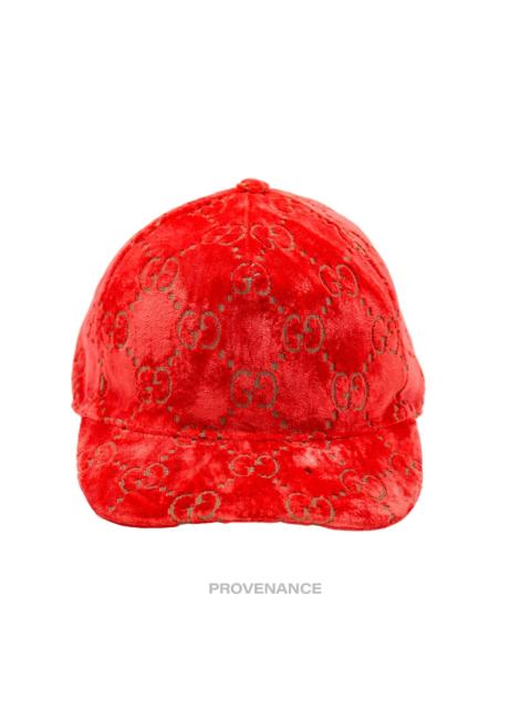 GUCCI Gucci GG Monogram Canvas Velour Cap - Orange