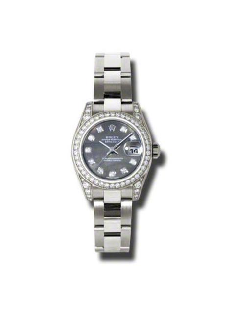 ROLEX Rolex Lady Datejust 26 Black Mother of Pearl Dial 18K White Gold Oyster Bracelet Automatic Watch 179
