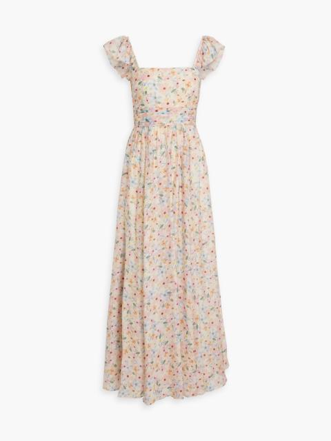 Other Designers Pintucked floral-print gauze maxi dress